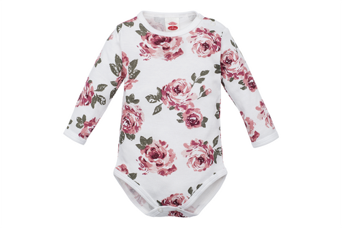 03218DR "ROSES" Body z długim rękawem Makoma druk