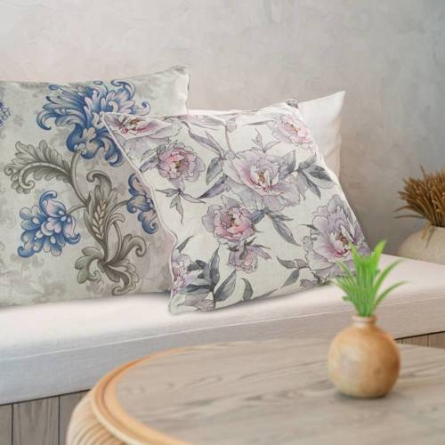 Len 9 Poszewka dekoracyjna z nadrukiem Eurofirany niebieski