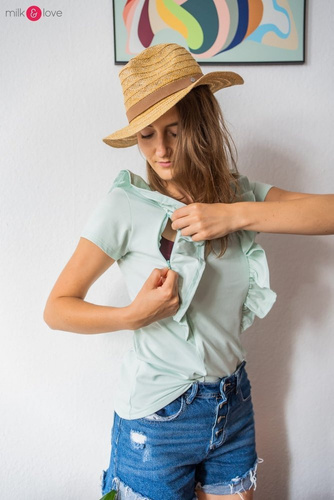 Milky Waves bluzka do karmienia z krótkim rękawem Milk&Love miętowy