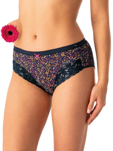 Figi damskie Key LPC 760 różowy granatowy – bawełniane, komfortowe, zestaw 2 sztuki