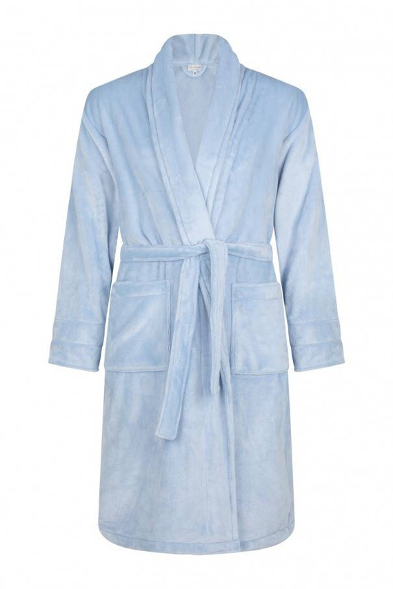 King + Korona Szlafrok męski polarowy ByShelly - błękitny/srebrny