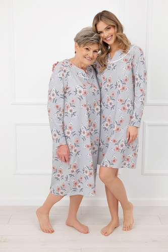 Koszula Nocna Damska Italian Fashion Basma 100% Bawełna Kwiaty Długa