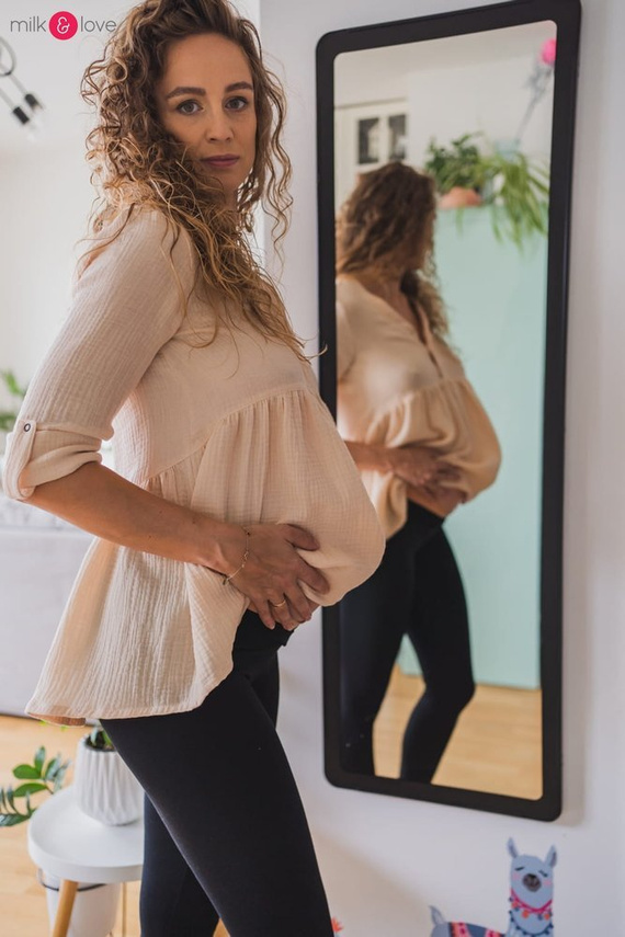 Mother Nature tunika z muślinu organicznego Milk&Love indygo w kropki