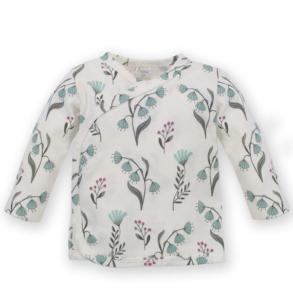 "My Garden" Kaftanik niemowlęcy wiązany Pinokio - ecru druk