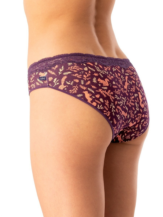 Figi damskie LPR 706 B25 Key bakłażanowy – bawełna, 2-pak w pudełku, wygodne i klasyczne