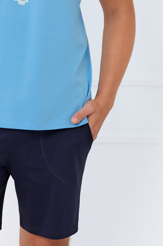 Port Piżama Męska krótki rękaw, spodenki Italian Fashion - niebieski