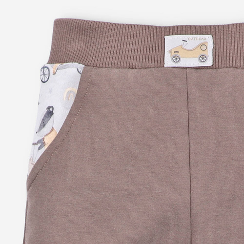 ABN-4715/BRĄ Cute Cars Spodnie dresowe z bawełny organicznej Nini brązowy