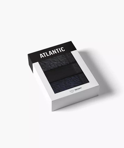 Slipy męskie Atlantic 3MP-221 A3 3-pak – bawełniane grafit/czarny/indygo