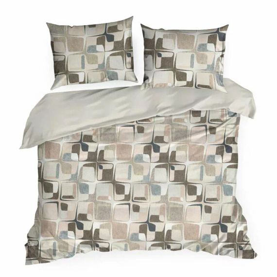 Spring 36 geometria pościel satynowa Eurofirany beżowy