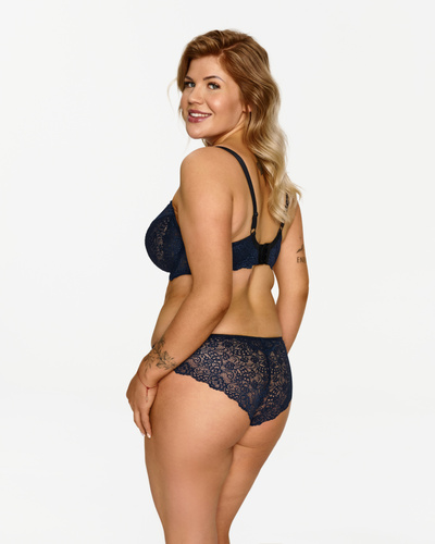 2619 Figi Lupoline– granatowe klasyczne z koronką i złotym detalem