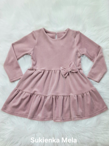 Mela Sukienka dziewczęca welurowa Bambarillo przydymiony róż– elegancka i wygodna