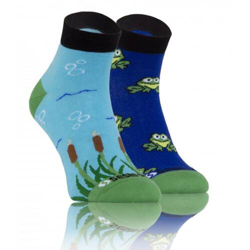Żaba Skarpety krótkie finest cotton dwie różne Sesto Senso niebieski