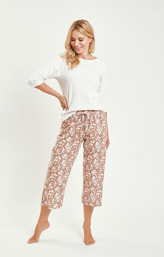 Grace 3479 Piżama damska Taro kremowy – bawełna, rękaw 3/4, komfort i styl na co dzień