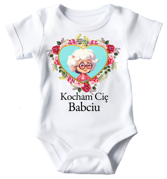 SKU N068 "Kocham Cię Babciu" Body krótki rękaw Moocha biały