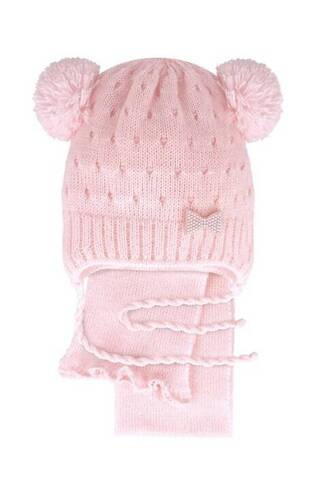 48-320 Komplet czapka+szalik AJS różowy