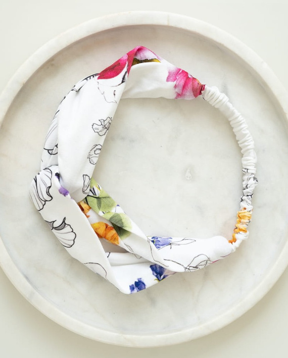 Opaska do włosów na gumce Milk&Love kremowo-biały