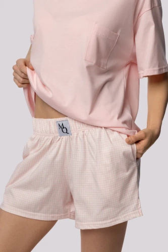 Joy shortsleeve Piżama damska Mona spring light pink 