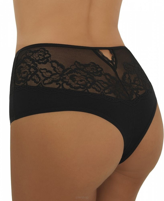 Figi damskie Arina Emili – Koronkowe brazyliany z bawełny, wygodne i eleganckie czarne