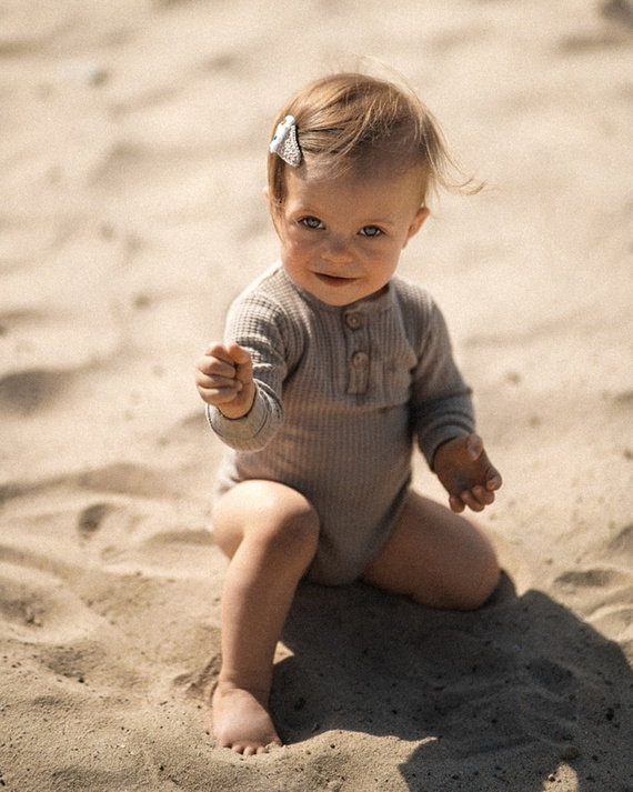 03249DRPS "Waffel Stone" Body polo z długim rękawem Makoma stone