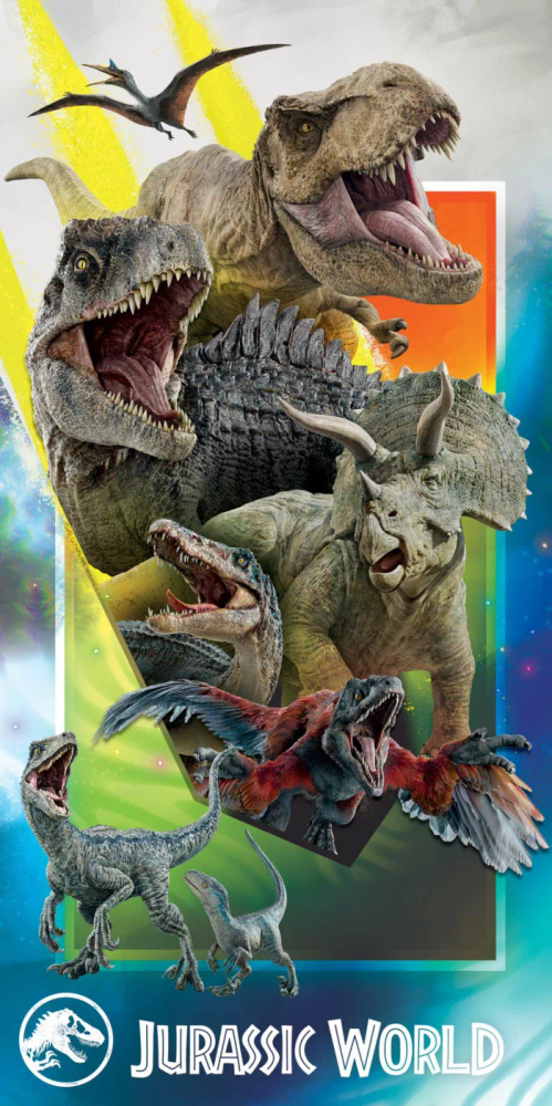 Ręcznik plażowy Halantex Jurassic Dinozaur 70x140 bawełniany kolorowy