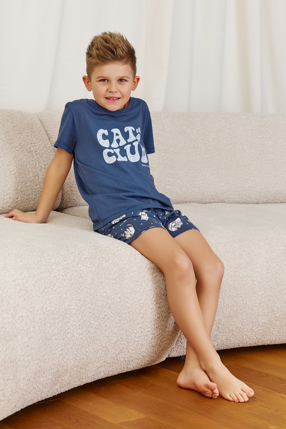 7205 "Cat club" Piżama dziecięca Unisex Doctor Nap - deep blue