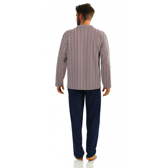 2385/15 Rozpinana Piżama Męska Sesto Senso - granatowy/beżowy