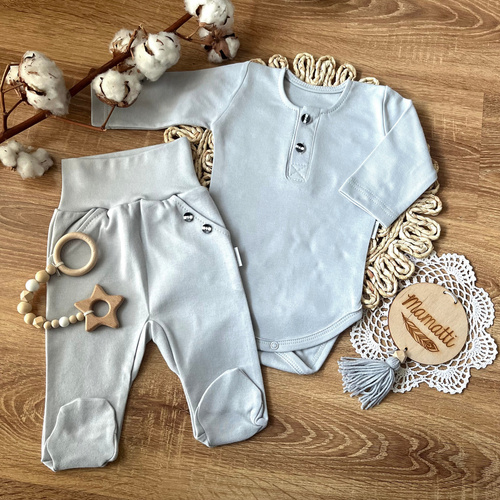 BP009 Body polo z długim rękawem Mamatti - szary