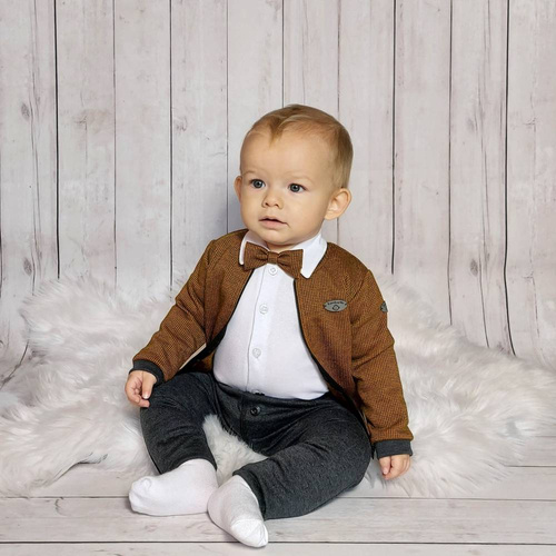 Miłosz chłopięcy komplet katana + spodnie Bambarillo brązowy