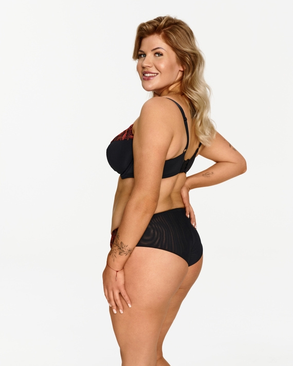 2612 Biustonosz miękki Lupoline – czarny z fiszbinami i jesiennym haftem