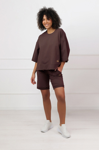 Bluza Kaori Italian Fashion 3/4 rękaw bawełna elastan- brązowa
