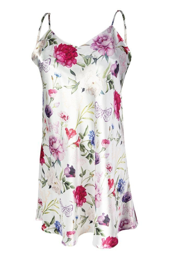 DK-HK Flowers Halka satynowa  koszulka damska DKaren - 5 biały