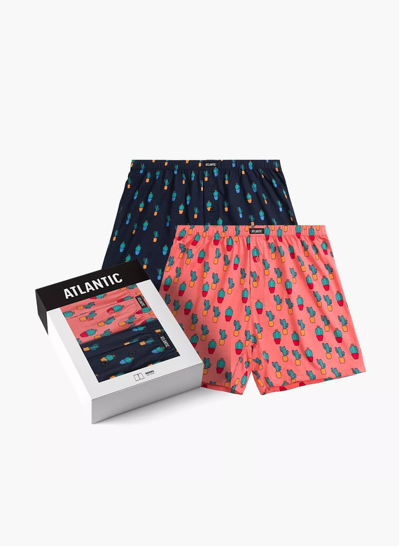 2MBH-005 Bokserki męskie Atlantic -granatowy-koralowy