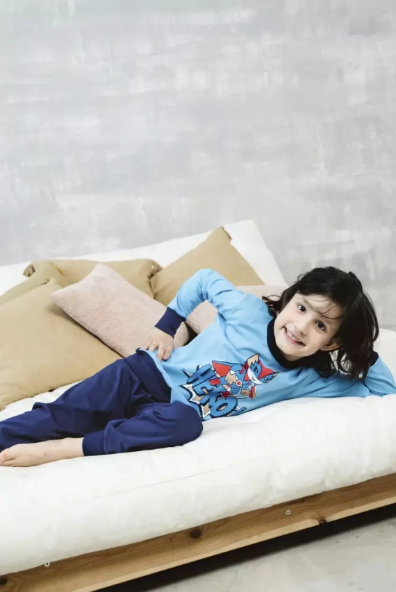 Remek Piżama chłopięca długi rękaw, długie spodnie Italian Fashion - niebieski