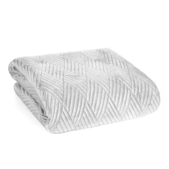 Ariel 1 Narzuta dekoracyjna welwetowa wzór geometryczny Eurofirany biały