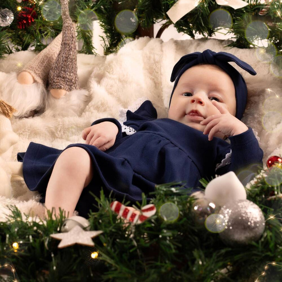 163170 Sukienko-body + opaska "Magia Świąt" Nicol - granatowy