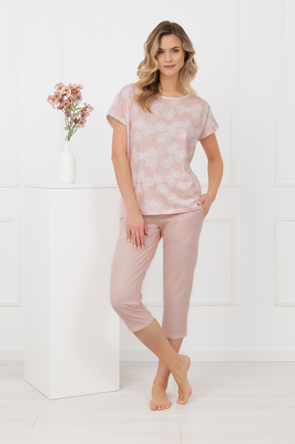 Piżama Kalina Italian Fashion – 100% bawełna, 3/4- łososiowy