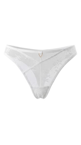 Stringi Unikat Adeli Białe Haftowany Tiul Eleganckie Damskie Premium