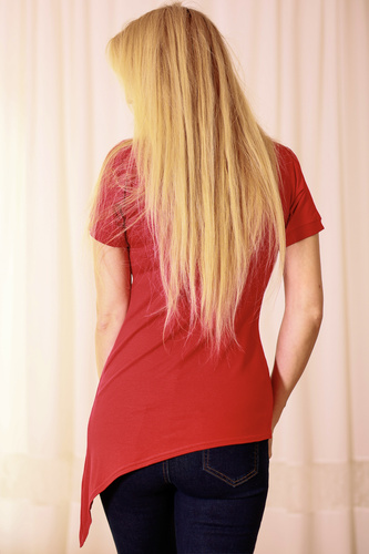 Aria Bluzka Mirale – wiskoza, asymetryczna, dekolt V - czerwony