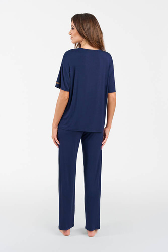 Akord Komplet damski krótki rękaw, długie spodnie Italian Fashion - granatowy 