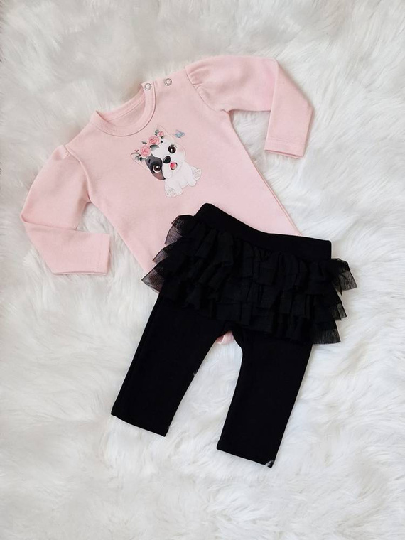 Puppy Body z długim rękawem Bambarillo pudrowy róż