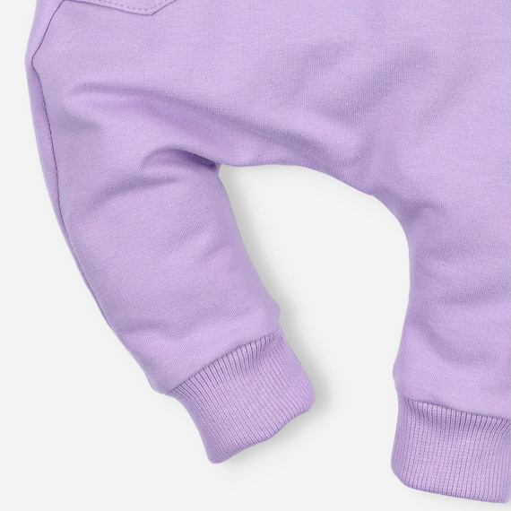 ABN-4517/LIL Spodnie dresowe kieszonka z bawełny organicznej Nini liliowy