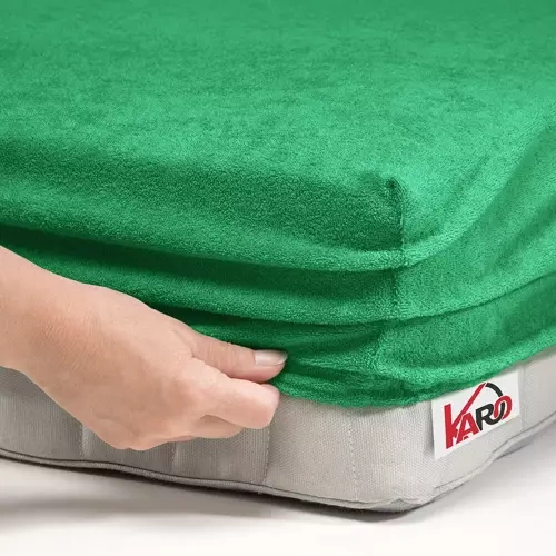 Prześcieradło frotte z gumką KARO - zielony