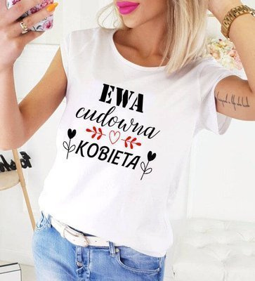 "CUDOWNA KOBIETA na dzień kobiet z imieniem" koszulka damska Moocha biały