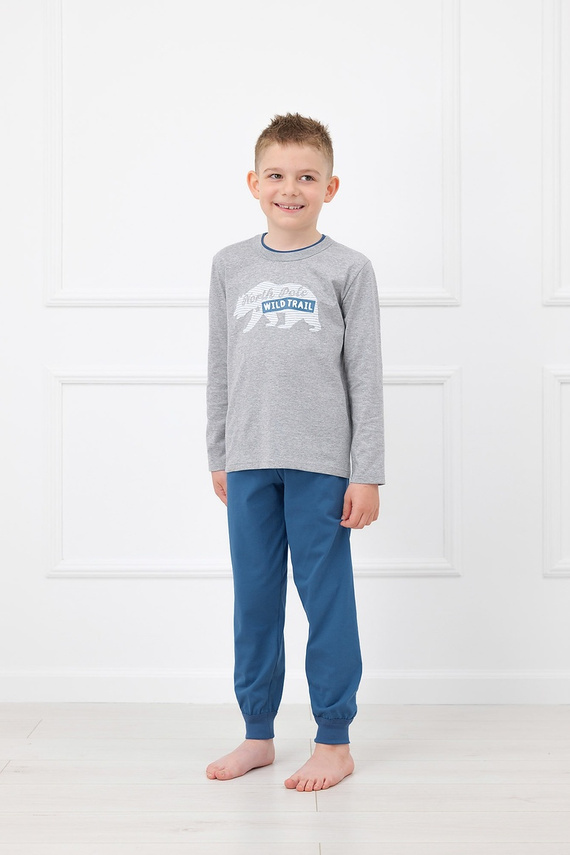 Piżama Chłopięca Italian Fashion Kasim 100% Bawełna Długa- melange
