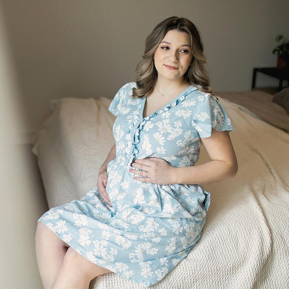 Linda Koszula Nocna ciążowa do karmienia Eevi- niebieska 