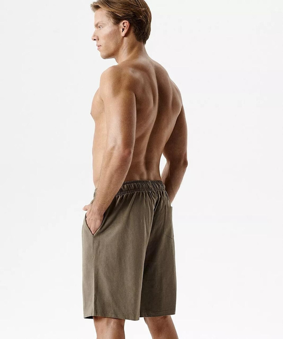 NMB-039 Bawełniane Spodenki Piżamowe Męskie Peach Effect beżowe