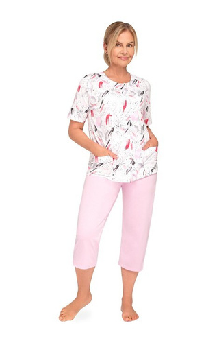 200 Maria I Piżama damska Martel 31 różowa  – bawełna, rozpinana, krótki rękaw