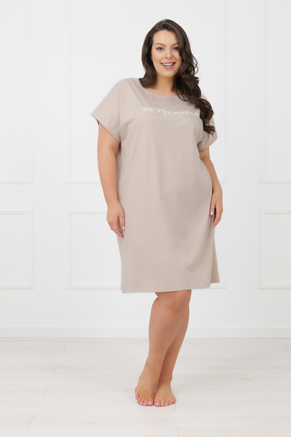 Koszula nocna damska Rima Italian Fashion 100% bawełna krótki rękaw-beżowa