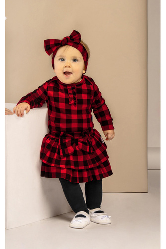 163578 Spódniczka bawełniana "Magia Świąt" Nicol - kratka: czarny, czerwony