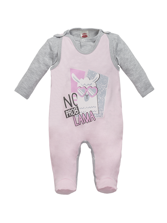 Komplet śpioch + kaftan "LAMA" Makoma różowy